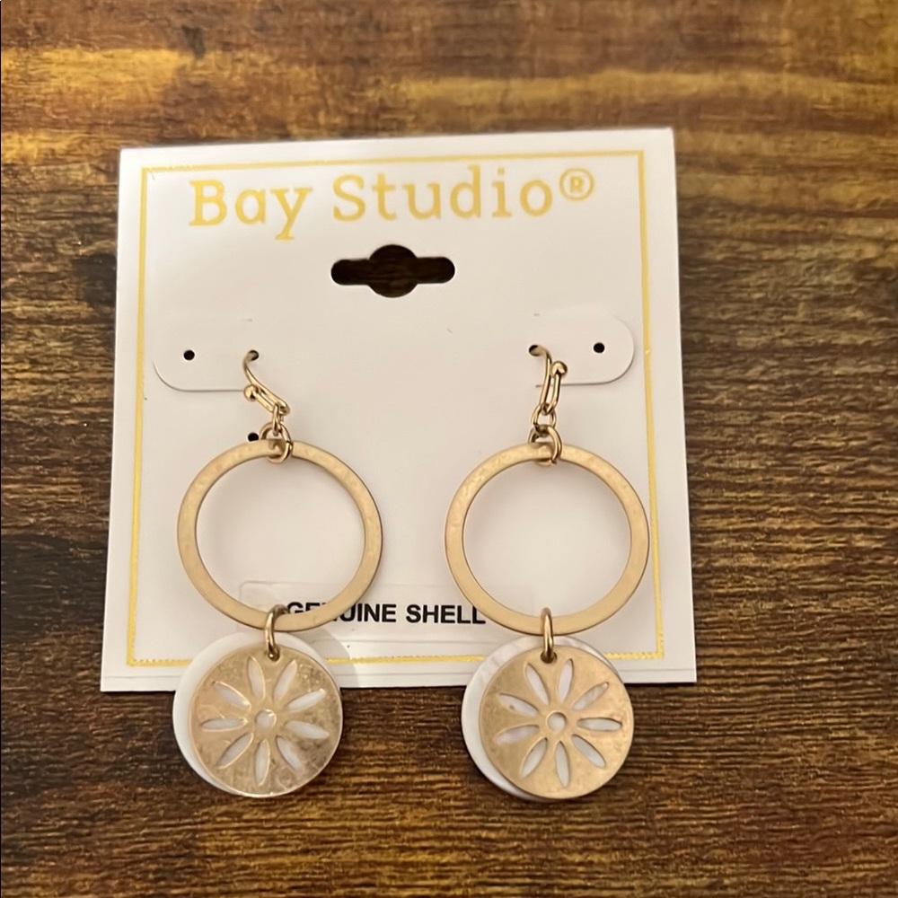 Bay Studio Gold and White Shell Earrings